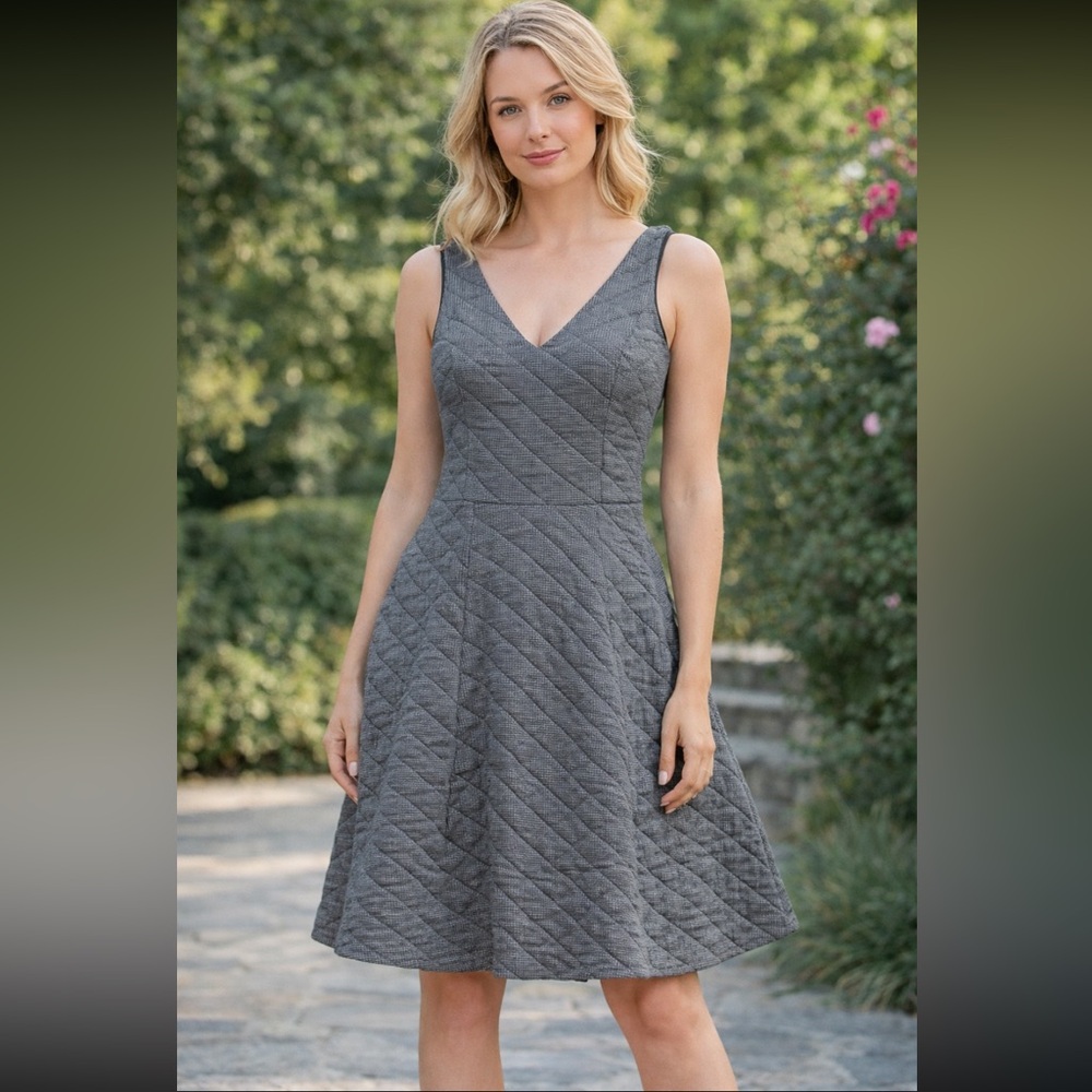 Creatures Of Comfort Houndstooth Quilted Skater Mini Dress